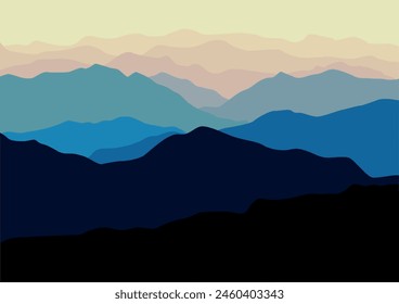 Panorama mountains landscape vector design illustration.