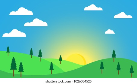 Panorama of the mountains in the morning