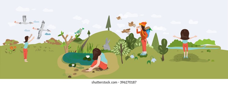 panorama nature animals vector