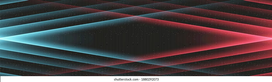 Panorama Neon Light Background,Hi-tech Digital and sound wave Concept design,Free Space For text in put,Vector illustration.