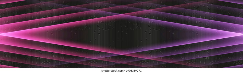 Panorama Neon Light Background,Hi-tech Digital and sound wave Concept design,Free Space For text in put,Vector illustration.