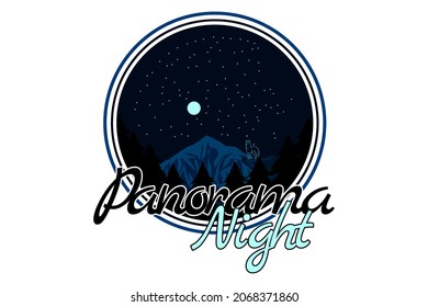 panorama night style retro silhouette design