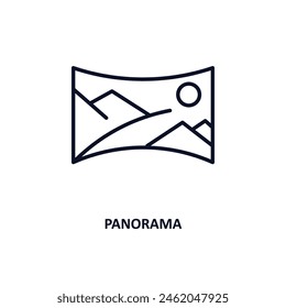 icono de contorno de panorama.  Icono de línea delgada de colección de inteligencia artificial. Vector editable aislado sobre fondo blanco