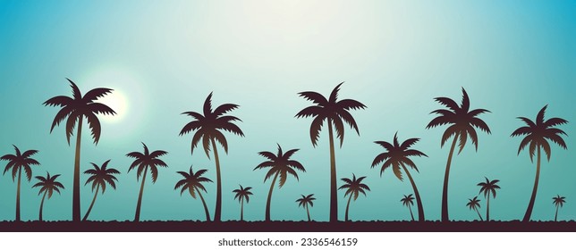 Panoramablick-Palmenbaum Naturhintergrund 
mit Farbverlauf-Mesh, Vektorgrafik