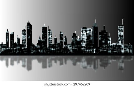 A panorama picture of city skyline