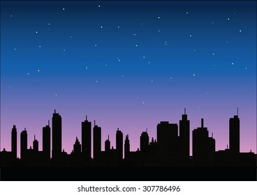 A panorama picture of night city skyline