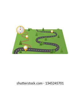 Panorama realistic road map isolated on white background