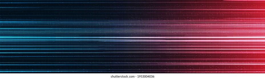 Panorama Red and Blue speed Light Technology Background,Hi-tech Digital and sound wave Concept design,Free Space For text in put,Vector illustration.
