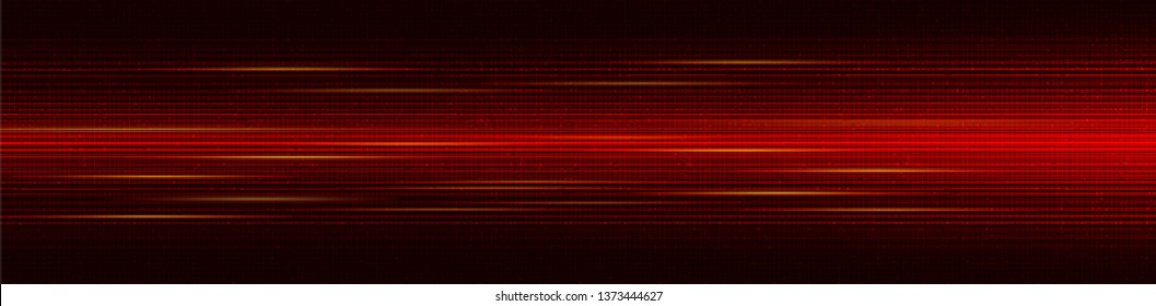 Панорама Red Cyber Digital Stars с фоном технологии Light Speed Line; дизайн концепции будущего и сети; Векторная иллюстрация.