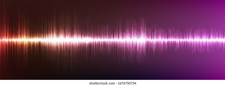 Panorama Red and violet Digital Sound Wave Low and Hight richter scale with on Red Background,technology and earthquake wave diagram concept,design for music studio and science,Vector Illustration.