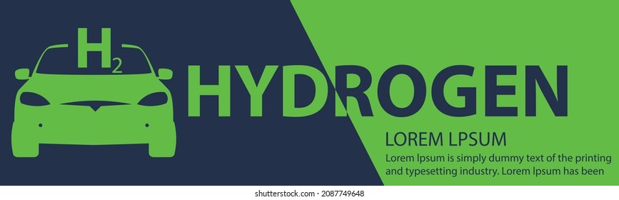 Panorama Refueling the car with hydrogen energy H2. Vector	