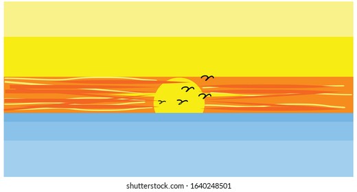 panorama of the sea in the morning design vector inspiration