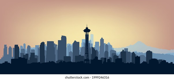 Panorama-Silhouette von Seattle