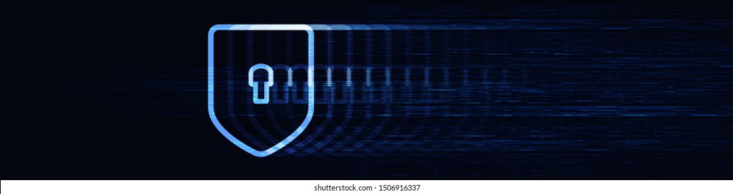 Panorama Slow motion Digital Technology Shield Security, protection and connection Concept background design.vector illustration.