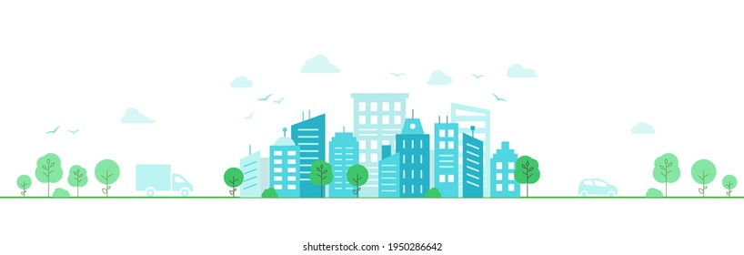 Panorama Small Town Light Urban Landscape Stock Vector (Royalty Free ...