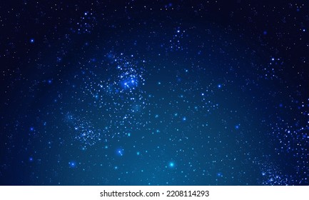 Panorama of the starry night space sky, vector art illustration.