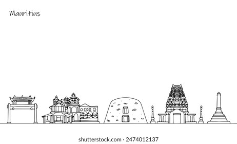 Panorama of the streets of Mauritius. Cityscape of an African country. Buildings and architecture that attract attention. A simple vector for use in tourism.