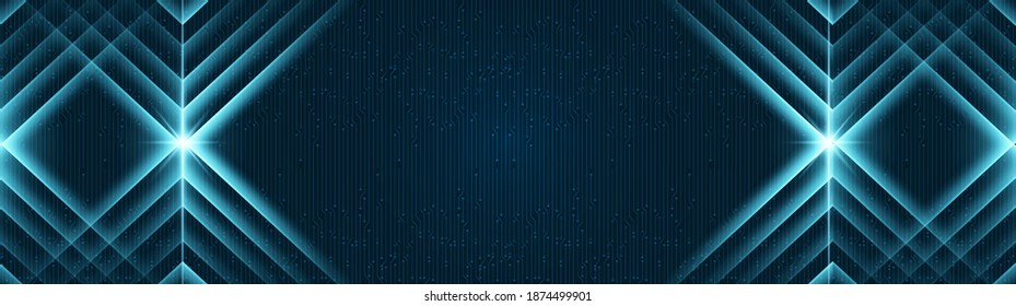 Panorama System Electronic Light Background,Hi-tech Digital and sound wave Concept design,Free Space For text in put,Vector illustration.
