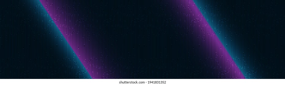 Panorama Technology Screen Background,Hi-tech Digital and sound wave Concept design,Free Space For text in put,Vector illustration.