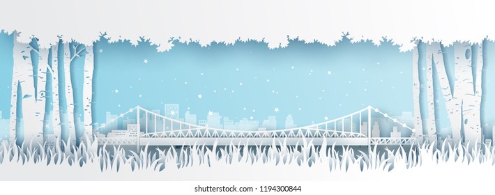 Panorama of top world famous landmark of Brazil,paper cut style vector illustration.