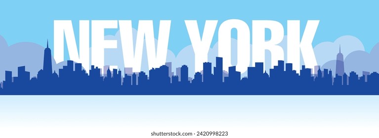 Panorama of top world-famous landmarks of New York City, America for travel posters and postcards. vector illustration.