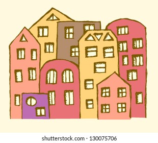 Panorama town, vector illustration
