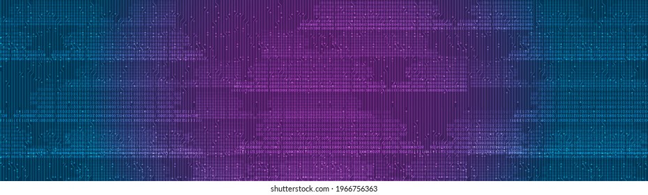 Panorama Ultra Violet Technology Background,Hi-tech Digital and sound wave Concept design,Free Space For text in put,Vector illustration.