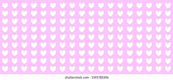 panorama of valentine vector background.little white hearts on pink background.love concept. 