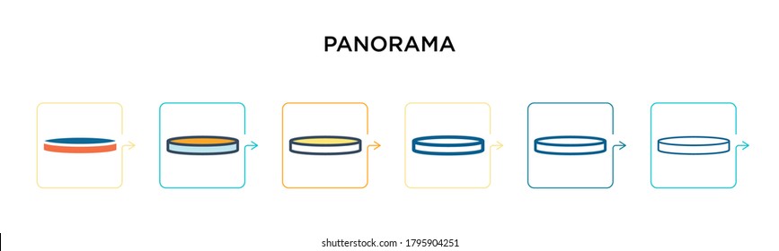 Panorama vector icon in 6 different modern styles. Black, two colored panorama icons designed in filled, outline, line and stroke style. Vector illustration can be used for web, mobile, ui