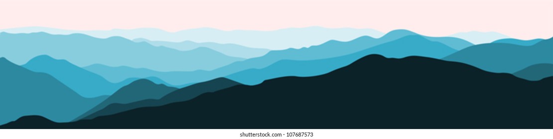 Panorama vector illustration of mountain ridges (based on the Smokey Mountains)