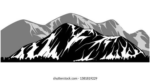 Panorama vector illustration of mountain ridges