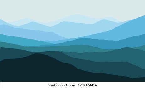Panorama ilustración vectorial de las cordilleras. Perspectiva atmosférica.