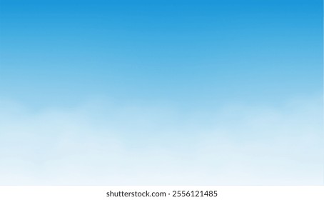 Panorama view of clear blue sky. Summer or vacation concept. Copy space. Horizon sky landscape and sky view background