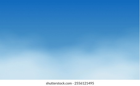 Panorama view of clear blue sky. Summer or vacation concept. Copy space. Horizon sky landscape and sky view background