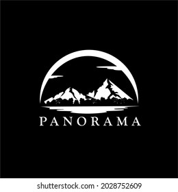 panorama view with mountain,sea,and forest suitable for logo,decoration