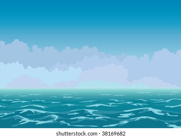panorama view of the restless sea and clouds
