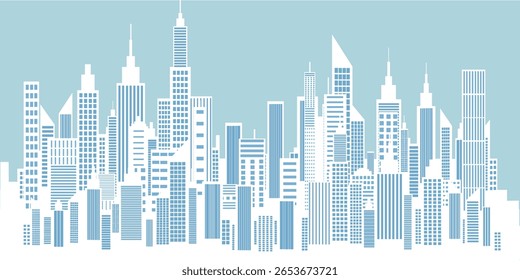 Vista panorâmica do vetor de estilo de corte de papel skyline.
