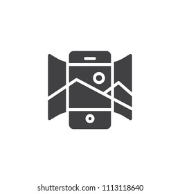 Panorama view smartphone vector icon. filled flat sign for mobile concept and web design. Mobile phone with panoramic picture simple solid icon. Symbol, logo illustration. Pixel perfect vector