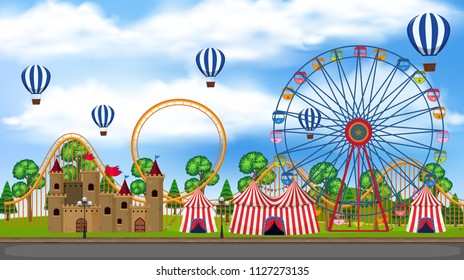 A Panorama View of Theme Park illustration