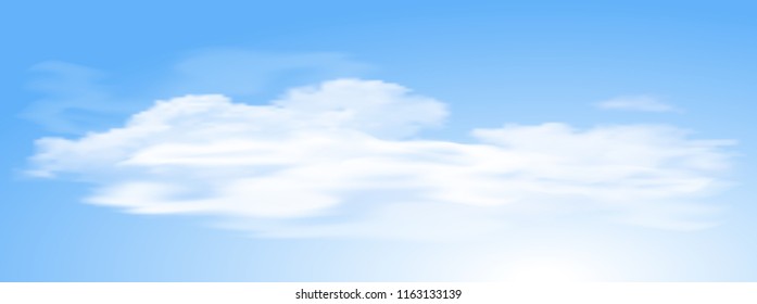 Panorama view of white cloud with blue sky background. Vector illustration.