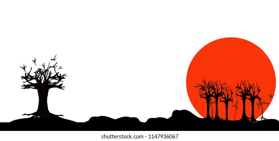 Panorama View,sunset Vector Web Icon Or Sign.