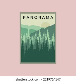 panorama vintage poster illustration design, mountain wild nature design