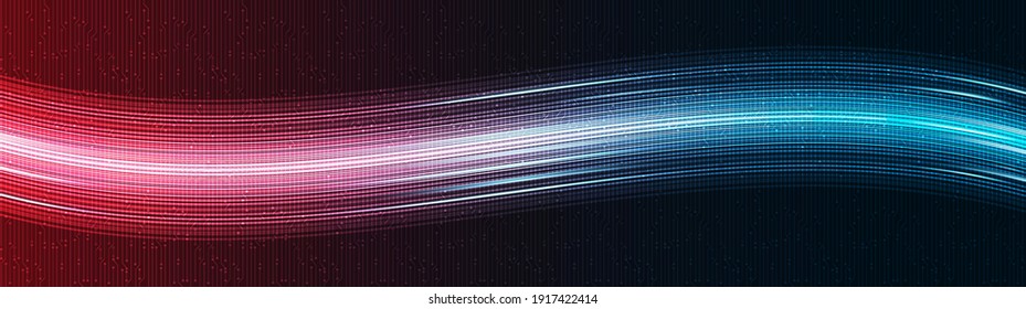 Panorama Waving Speed Light Technology Background,Hi-tech Digital and sound wave Concept design,Free Space For text in put,Vector illustration.