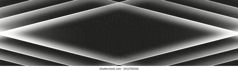 Panorama White Neon on Black Background,Hi-tech Digital and sound wave Concept design,Free Space For text in put,Vector illustration.