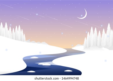 Panorama winter landscape in the mountains