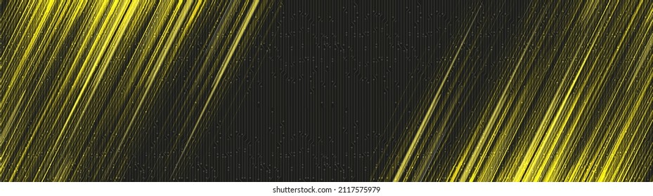 Panorama Yellow Light Technology Background,Digital and Connection Concept design,Vector illustration.
