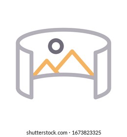 panoramic 360 degree picture vector color line icon 