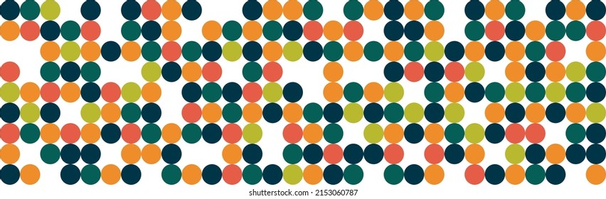Panoramic abstract background of colorful circles, web template, Bauhaus style - Vector illustration