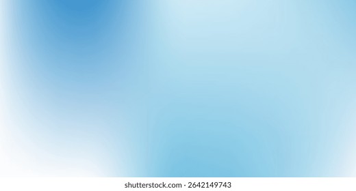 Panoramic abstract blue background illustration for product presentation with sunlight and blurred simple