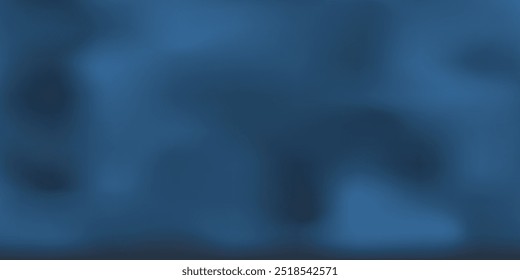 Panoramic abstract blue background for product presentation with sunlight and blurred shadows wall.